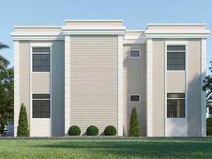 classic villa corona with 3d grass 3D Model
