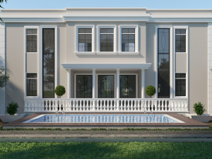 classic villa corona with 3d grass 3D-Modell