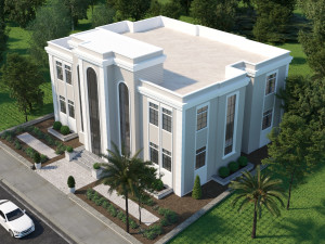 classic villa corona with 3d grass 3D-Modell
