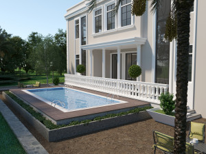 classic villa corona with 3d grass 3D-Modell