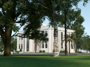 classic villa corona with 3d grass 3D Model