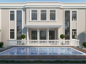 classic villa corona with 3d grass 3D-Modell