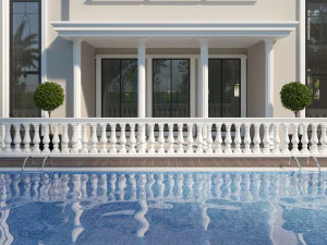classic villa corona with 3d grass 3D Model