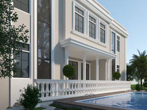classic villa corona with 3d grass 3D-Modell