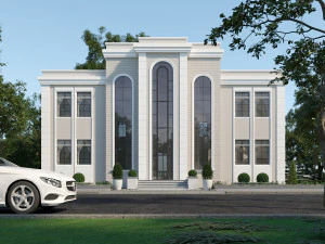classic villa corona with 3d grass 3D Model