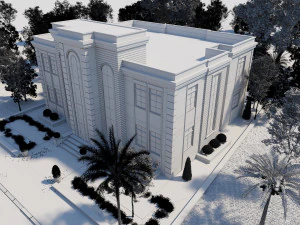 classic villa corona with 3d grass 3D Model