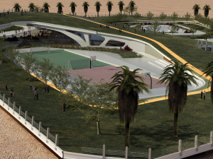 Modern contemporary park with 3d grass Model 3D