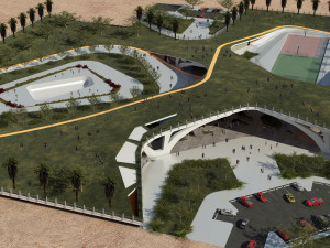 Modern contemporary park with 3d grass Model 3D