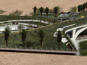 Modern contemporary park with 3d grass Model 3D