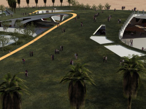 Modern contemporary park with 3d grass Model 3D