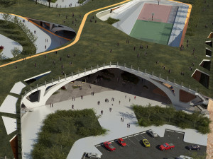 Modern contemporary park with 3d grass Model 3D