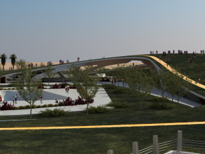 Modern contemporary park with 3d grass Model 3D