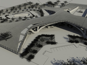 Modern contemporary park with 3d grass Model 3D