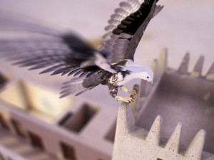 flying falcon animation in traditional heritage building desert 3D Model