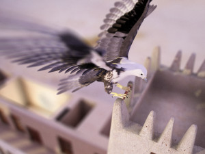 flying falcon animation in traditional heritage building desert 3D 模型