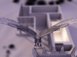 flying falcon animation in traditional heritage building desert 3D Модель