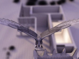 flying falcon animation in traditional heritage building desert 3D Model