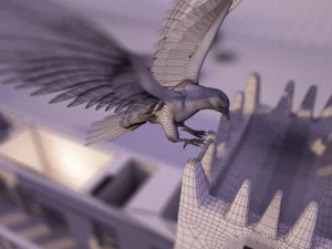 flying falcon animation in traditional heritage building desert 3D Model