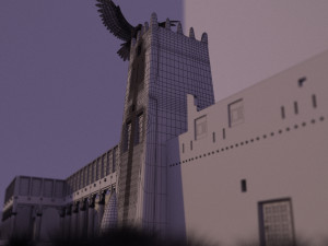 flying falcon animation in traditional heritage building desert 3D Модель