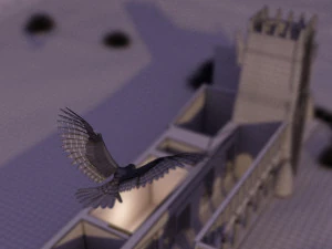 flying falcon animation in traditional heritage building desert 3D Model
