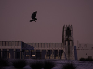 flying falcon animation in traditional heritage building desert 3D Модель