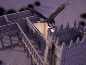 flying falcon animation in traditional heritage building desert 3D Модель
