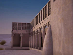 flying falcon animation in traditional heritage building desert 3D Model