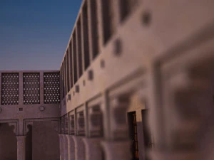 flying falcon animation in traditional heritage building desert 3D Model