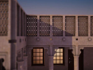 flying falcon animation in traditional heritage building desert 3D Model