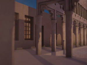 flying falcon animation in traditional heritage building desert 3D Model