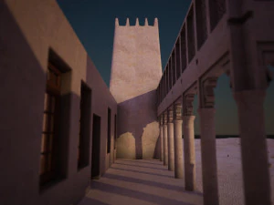 flying falcon animation in traditional heritage building desert 3D Model