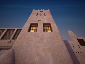 flying falcon animation in traditional heritage building desert 3D Модель