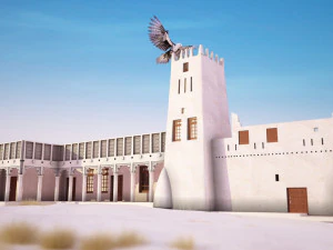 flying falcon animation in traditional heritage building desert 3D Model