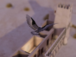 flying falcon animation in traditional heritage building desert 3D Модель