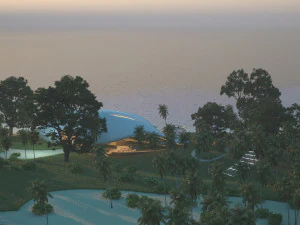 Casa de vila de praia org&acirc;nica e grama 3d Modelo 3D