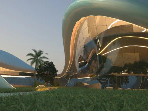 Casa de vila de praia org&acirc;nica e grama 3d Modelo 3D