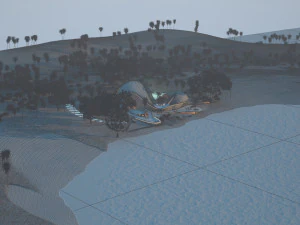 Casa de vila de praia org&acirc;nica e grama 3d Modelo 3D