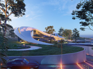 Organic architecture beach villa house Lumion render Bonus Revit Modello 3D