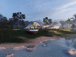 Organic architecture beach villa house Lumion render Bonus Revit Modello 3D