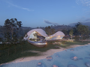 Organic architecture beach villa house Lumion render Bonus Revit Modello 3D
