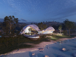 Organic architecture beach villa house Lumion render Bonus Revit Modello 3D