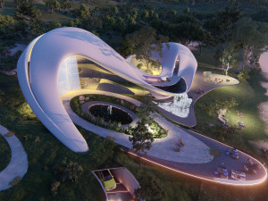 Organic architecture beach villa house Lumion render Bonus Revit Modello 3D