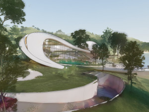 Organic architecture beach villa house Lumion render Bonus Revit Modello 3D