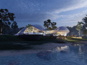 Organic architecture beach villa house Lumion render Bonus Revit Modello 3D