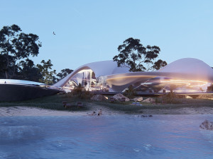 Organic architecture beach villa house Lumion render Bonus Revit Modello 3D