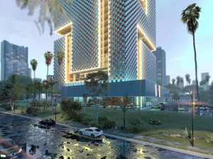 Tower in a city FULL Residential building Revit Lumion Modello 3D