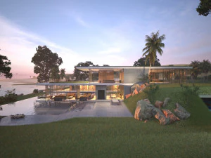 Modern beach house Revit and Vray 3ds max 3D Model