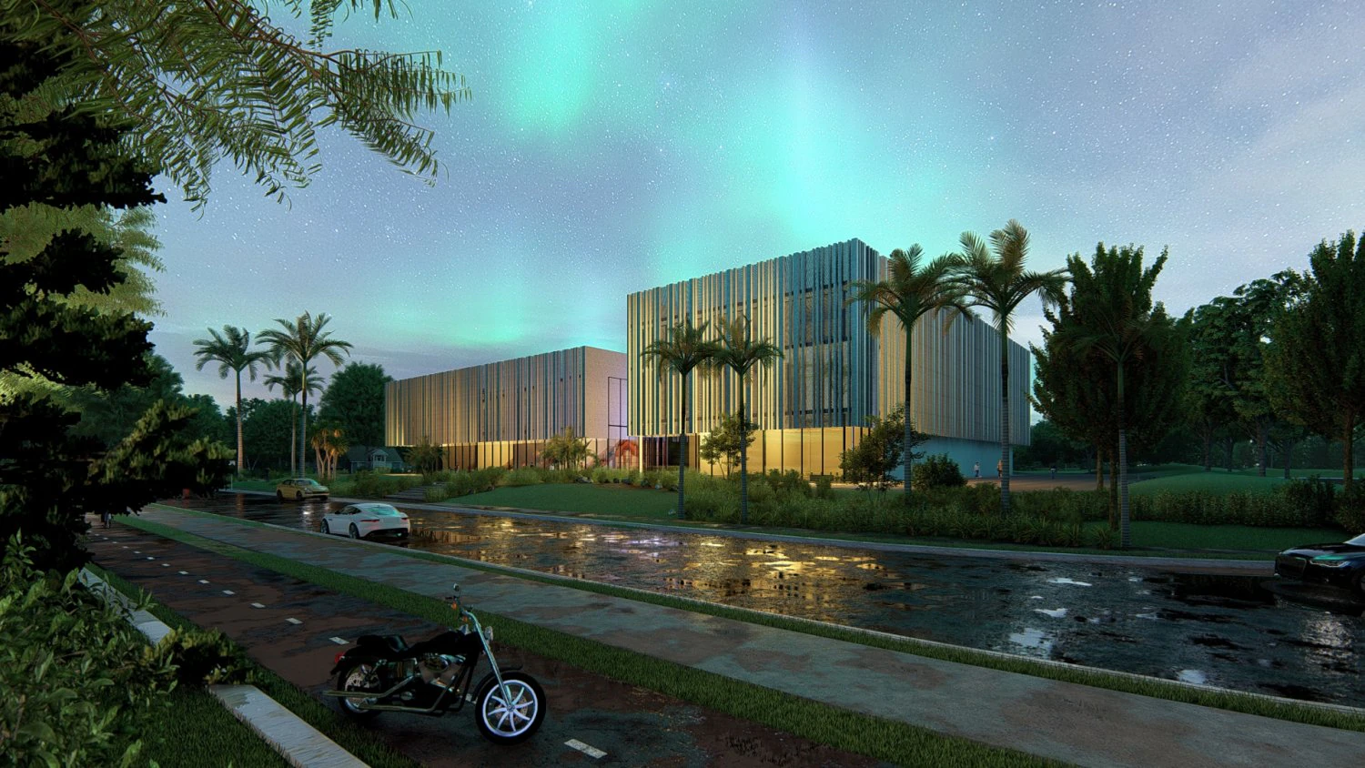 Commercial building Revit Lumion with 3d grass 3D Model .c4d .max .obj .3ds .fbx .stl .blend 