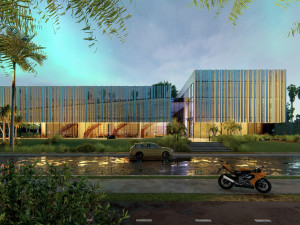Commercial building Revit Lumion with 3d grass 3D-Modell