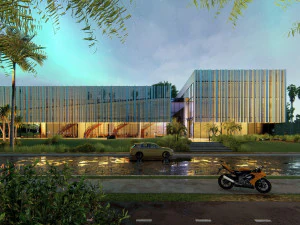Commercial building Revit Lumion with 3d grass 3D Model